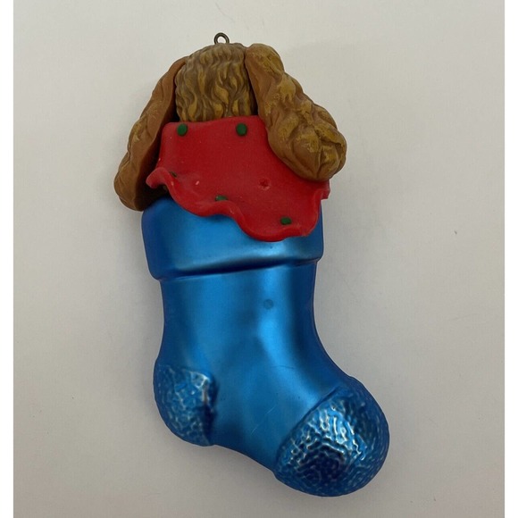 Department 56 Large Glass Christmas Noel Stocking Dog Ornament - Picture 3 of 11